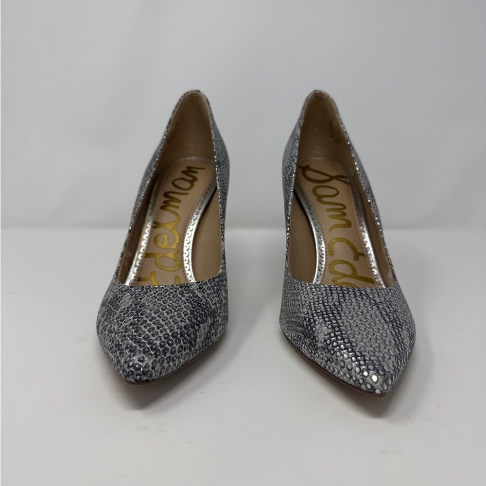 Sam Edelman Silver and Blue Snakeskin Pointed Toe Pumps – Size 7.5 - Picture 3 of 10